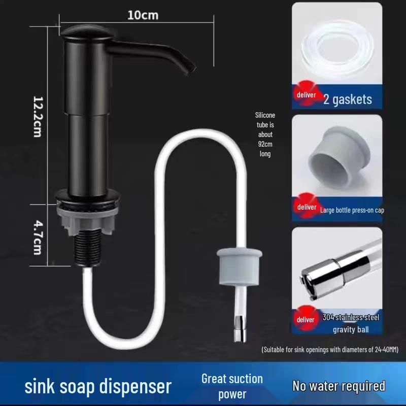 

Stainless Steel Kitchen Sink with Extended Pipe and Soap Dispenser