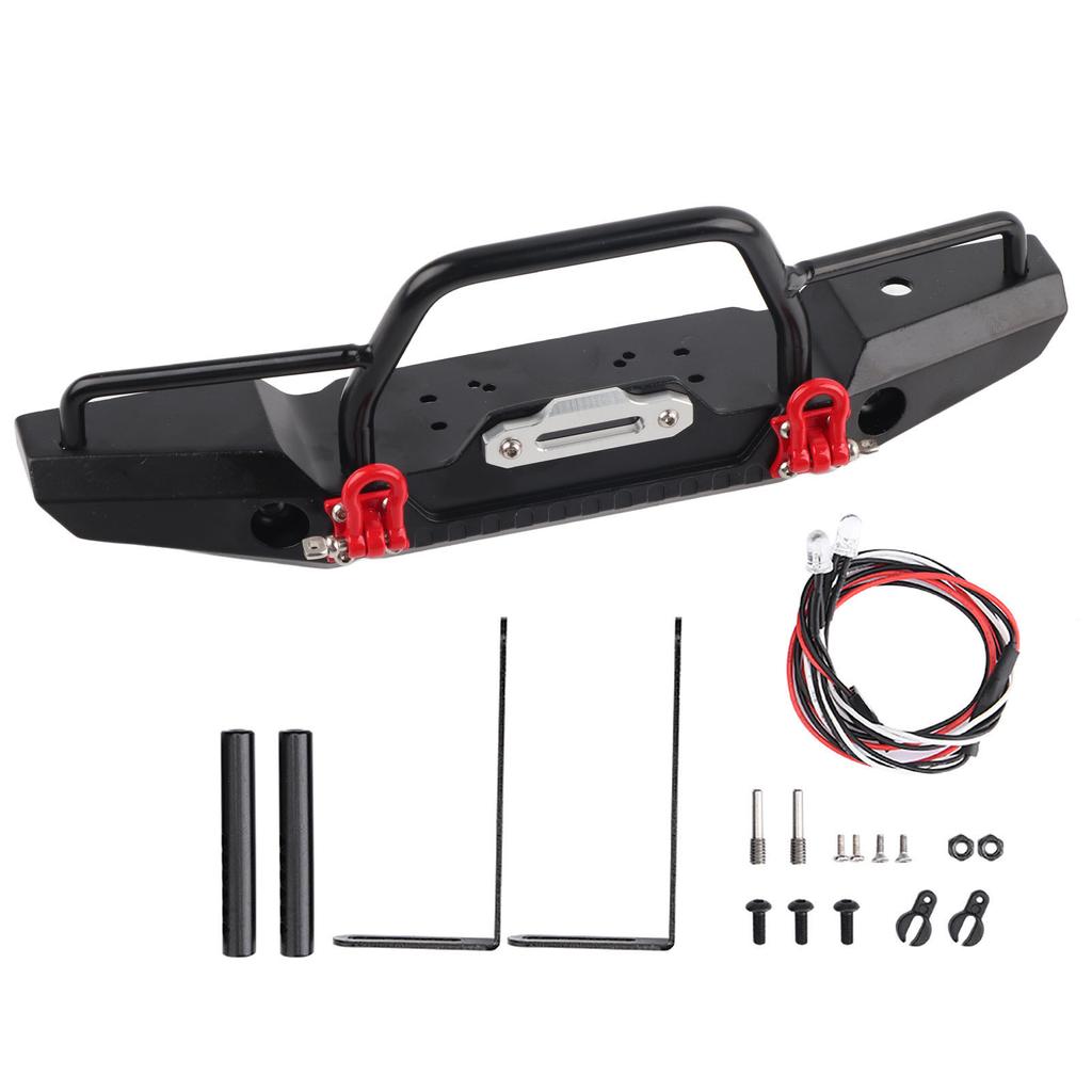 1 10 RC Crawler Metal Front Bumper LED Light for Traxxas TRX 4 SCX10II 90046 Car (Flat)