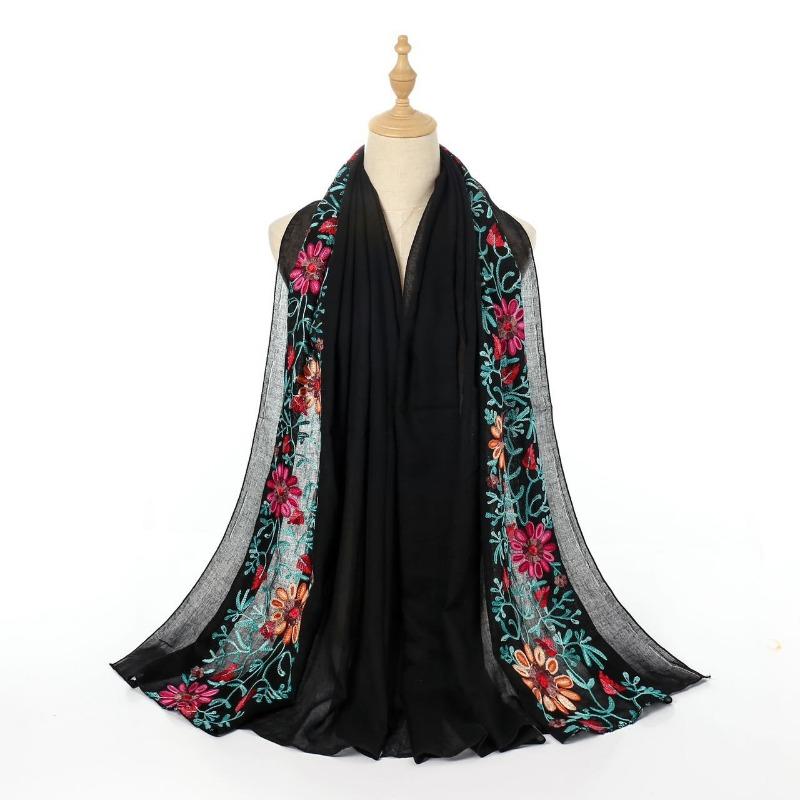 Womens Ethnic Style Embroidered Summer Sun Protection Shawl Scarf