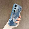 blue check pattern PhoneCase for Samsung Galaxy S26 S25 S24 S23 S22 FE Ultra Plus Built-in glass feel bare machine Men women
