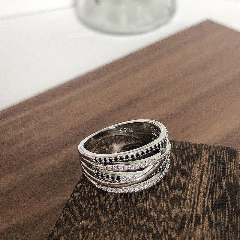 925 Sterling Silver Simple Splicing Rings New Fashion Sparkling Zircon Fine Jewelry Elegant Wedding Party Accessories For Women