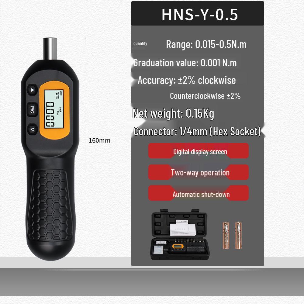 Hemu T-Handle Digital Torque Screwdriver with Adjustable Preset, Display, and Bit Set