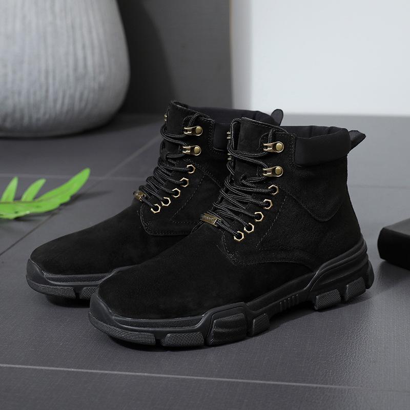 Men's High-top Velvet Spring, Summer and Winter Korean Version Versatile Men's Boots Warm Trend Boots