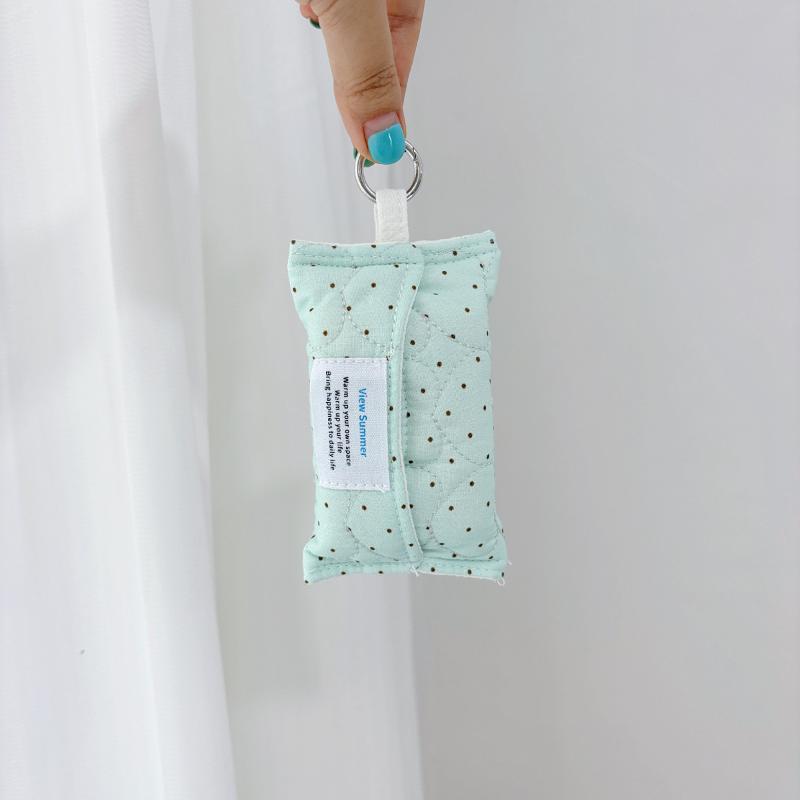 Korean Cute Polka Dot Handmade Lace Mini Tissue Bag High Appearance Portable For Out Storage Hanging Bag