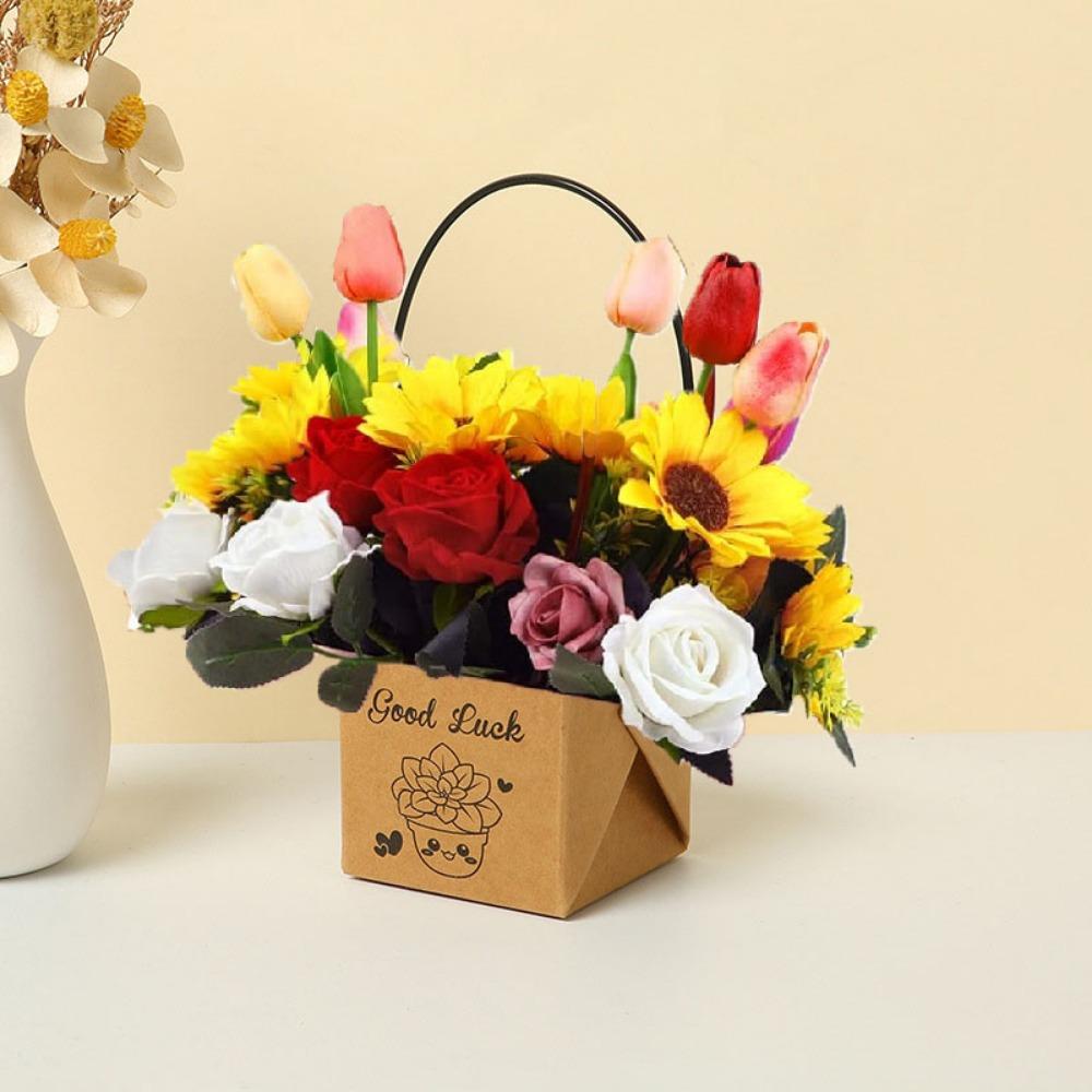 30pcs Paper Gift Bags with Handle Flower Gift Boxes Bouquet Bags Portable Treat Boxes Floral Gift Bags Party Favors Bags Tote Bags for Birthday Party