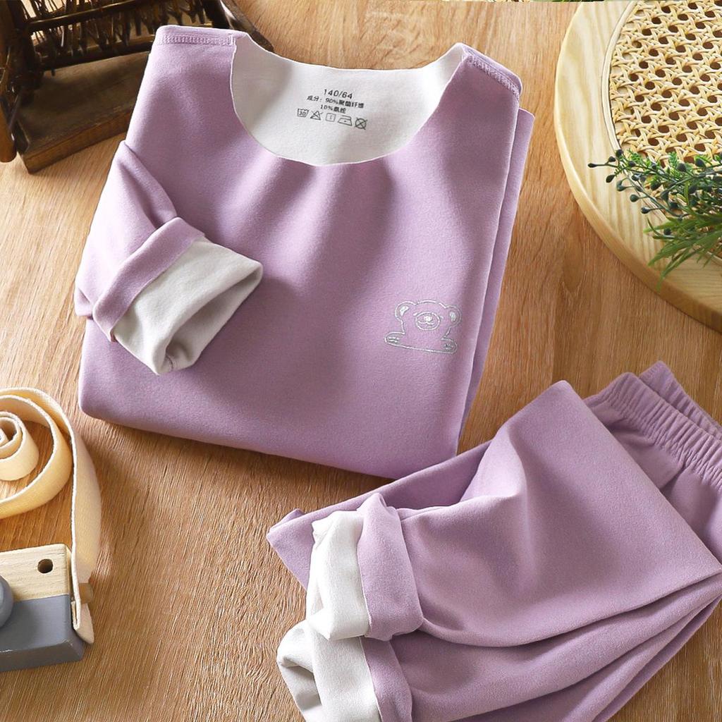Set di biancheria intima per bambini, caldo, per bambine, De Rong, senza ossa, per bambini, vestiti autunnali, pantaloni autunnali, abbigliamento per bambini