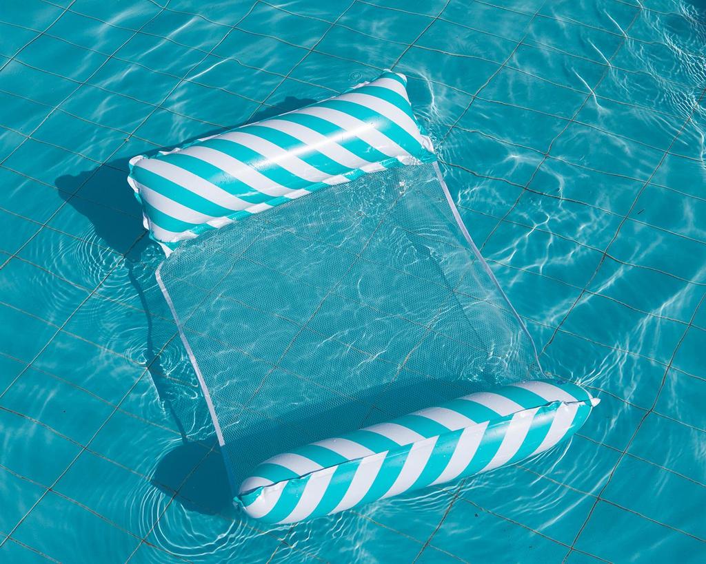 Inflatable Striped Pool Hammock with Backrest - Adult Size, Foldable, Thickened PVC.