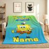 Custom Name SpongeBob Friends Flannel Blanket Throw Blanket Soft Warm Sofa Bed Decor Unique Gift
