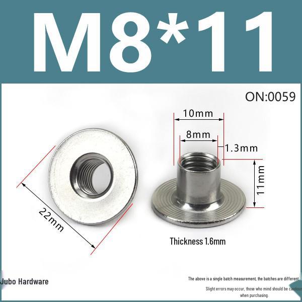 304 Rostfritt Stål Flänsad T-Mutter Stegad Svetsad Låsmutter 1/4 och 5/16 Tum