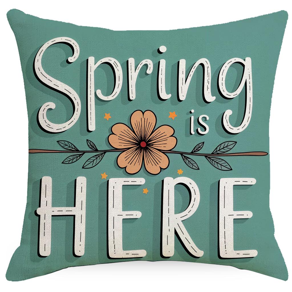 Spring Planting and Flower Print Pillowcase Simple and Versatile Living Room Sofa Pillowcase Linen Breathable Car Cushion