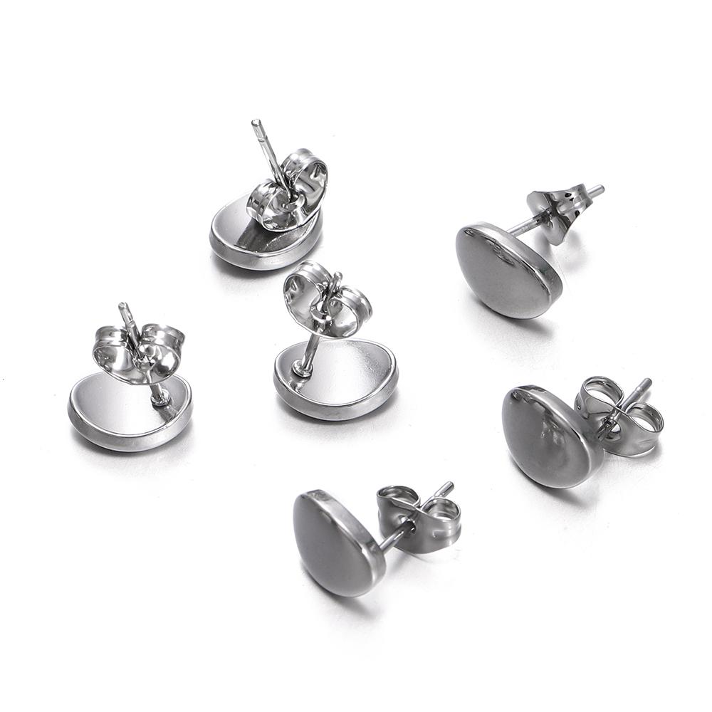 10 Stück/Los Mehrere Stile Edelstahl Stecker Ohrring Basis Runde Blätter Basis für Ohrringe DIY Schmuckherstellung Zubehör