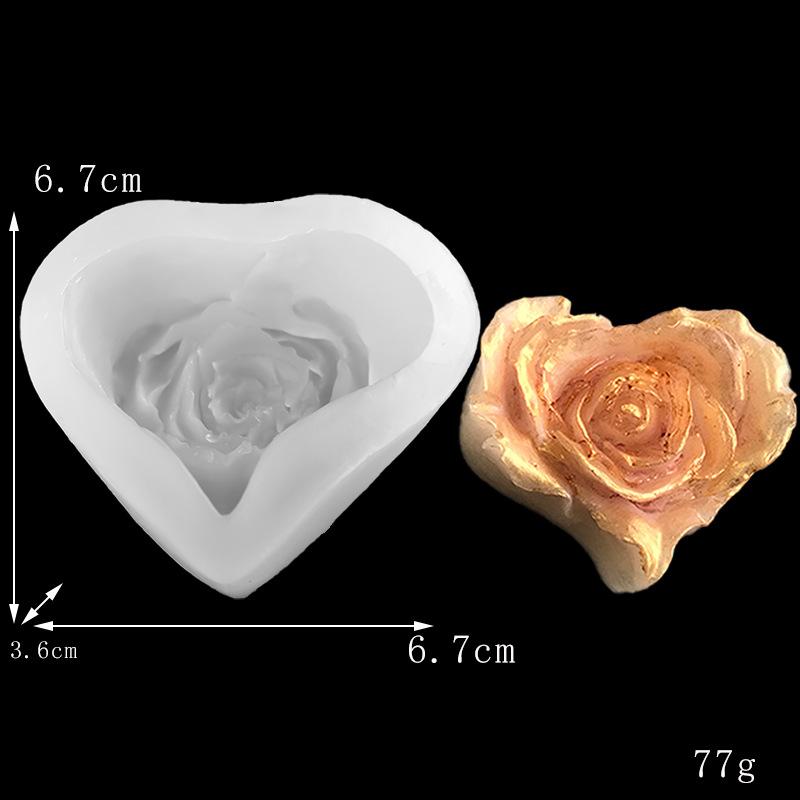 

Силиконовая форма «Цветок любви» для свечей в форме сердца с ароматом розы, гипсовые формы для мыла, смоляные формы для шоколадного десерта ручной работы, инструмент для торта