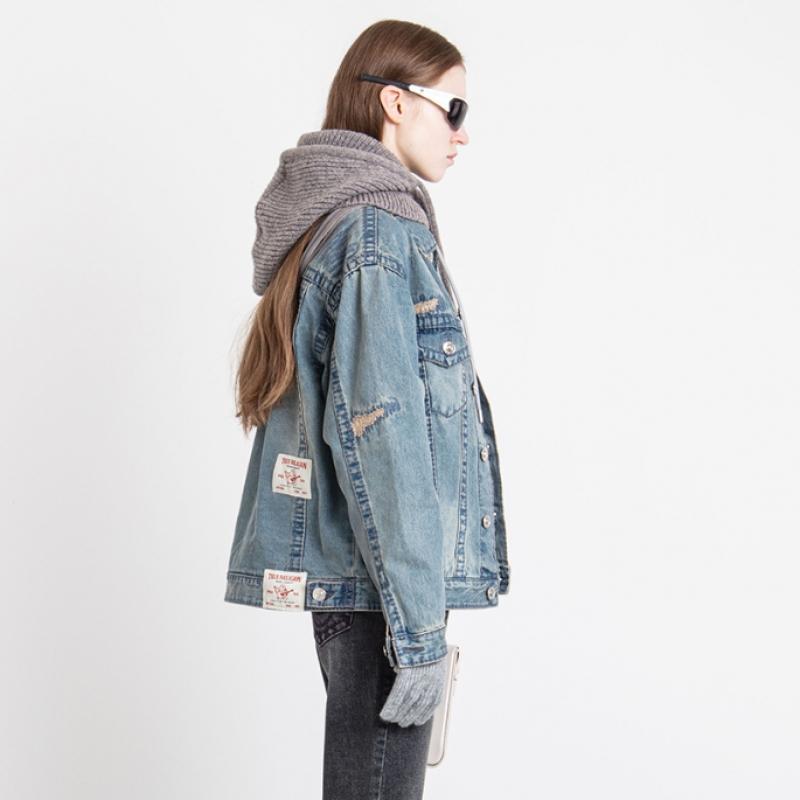 True Religion Women S Vintage Denim Jacket Light Blue