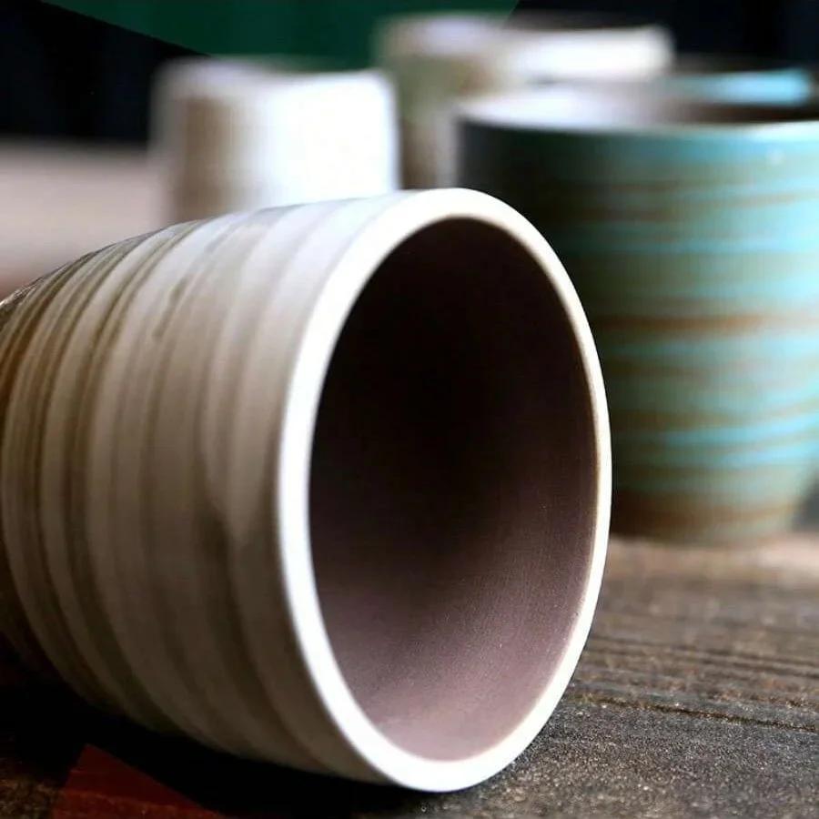 Handbemalte rustikale Keramik-Tee-Kaffee-Tasse - Ofentransformierte Vintage-Tassen für Zuhause, Büro, Großabnahme, Grobkeramiktassen, Spülmaschinenfest