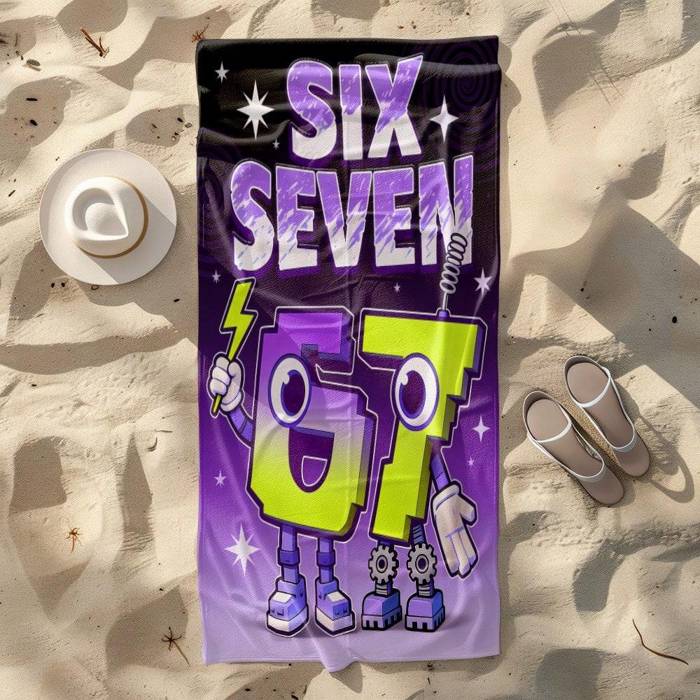 1 Stück Zahl 67 Strandtuch - Weiche, Ultra-Saugfähige Mikrofaser, Leicht, Strand, Partys, Reisen, Camping - Strandzubehör