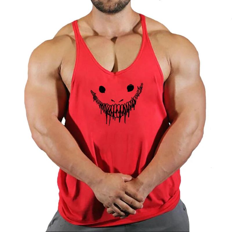 Muscle Top Fitness Men Cotton Tanktop Gym Stringer Sleeveless Shirt Male Workout Tank Bodybuilding Vest Running Clothes