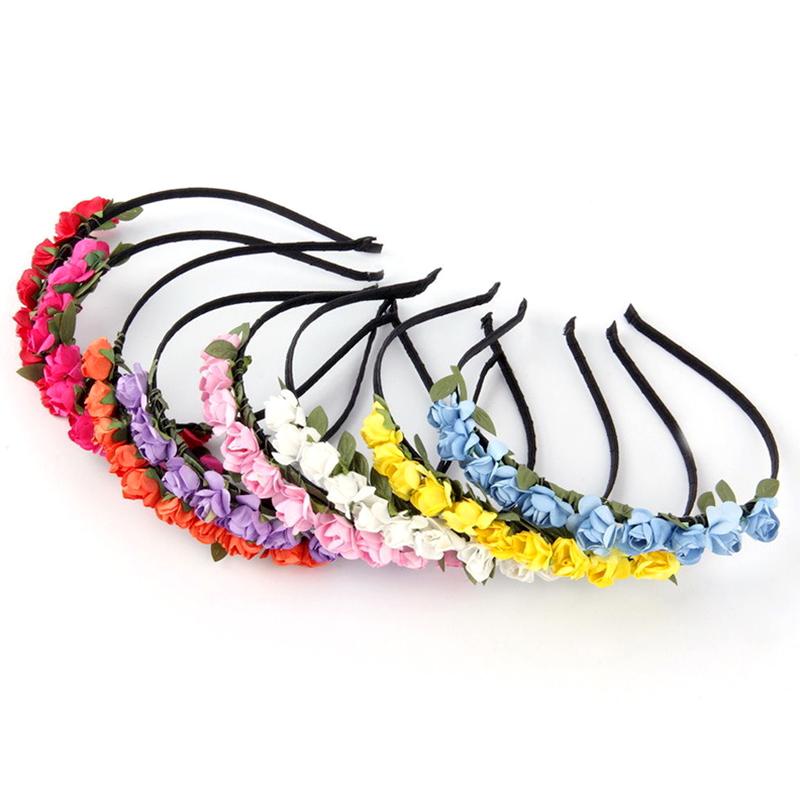Hot sale ladies rose flower hair bands colorful wedding headwear