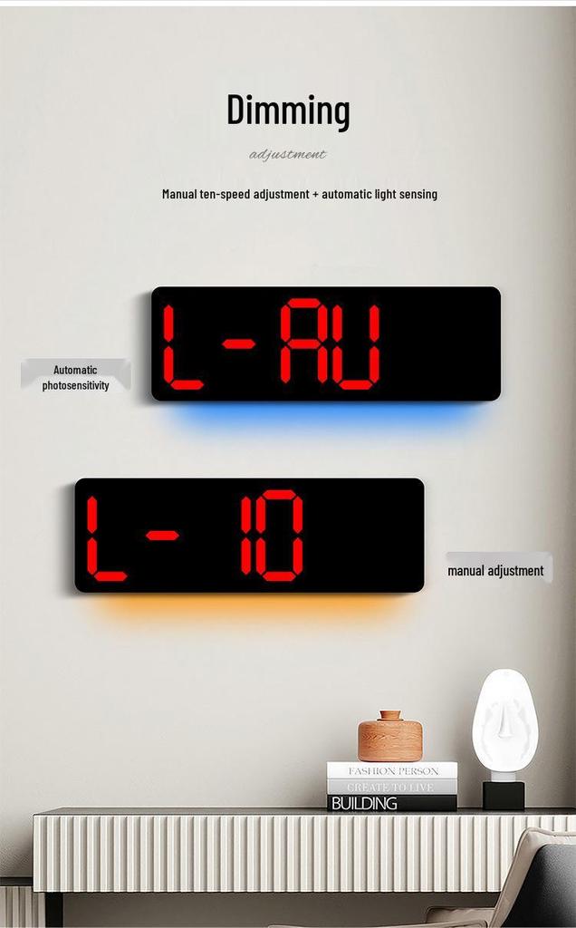 Modern LED Luminous Wall Clock with Dual Alarms