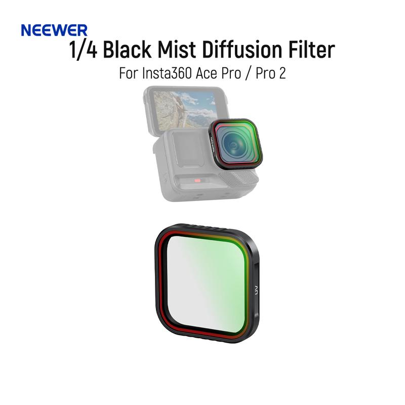 

NEEWER 1/4 Black Mist Diffusion Filter Compatible with Insta360 Ace Pro / Pro 2, HD Optical Glass Action Camera Lens Filter UV