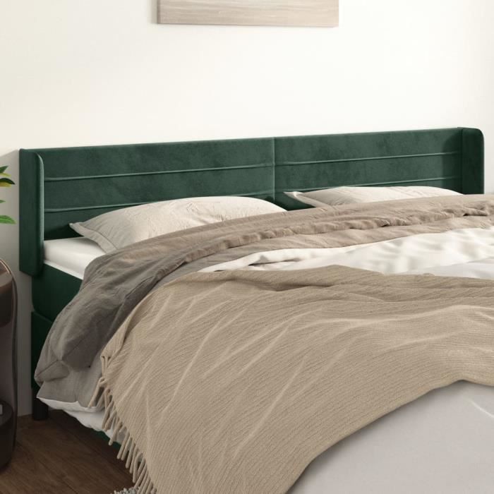 VidaXL Headboard with Ears Dark Green 203x16x78-88 Cm Velvet3118977