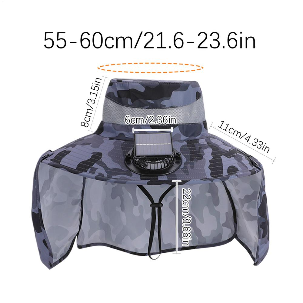 

Solar Fan Hat USB Breathable Wide Brim Solar Fan Hat With Neck Flap Fishing Equipment For Outdoor Work Garden Hiking Travel сірий колір
