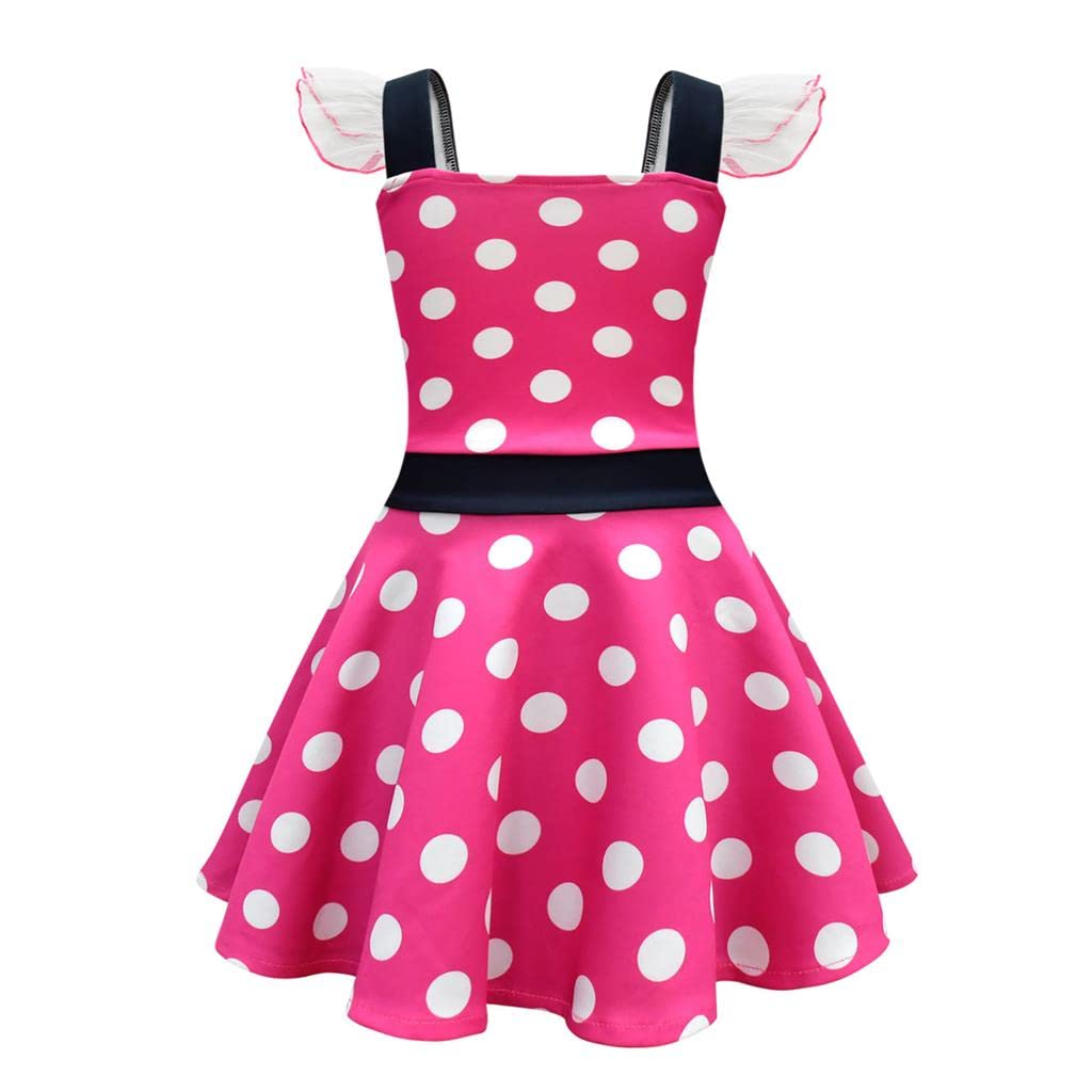 Dressy Daisy Toddler Girls Polka Dot Fancy Dress with Mouse Ears and Hair Hot Ages Perfect for or Parties Hoop, Pink, 12-18 Months, Halloween,