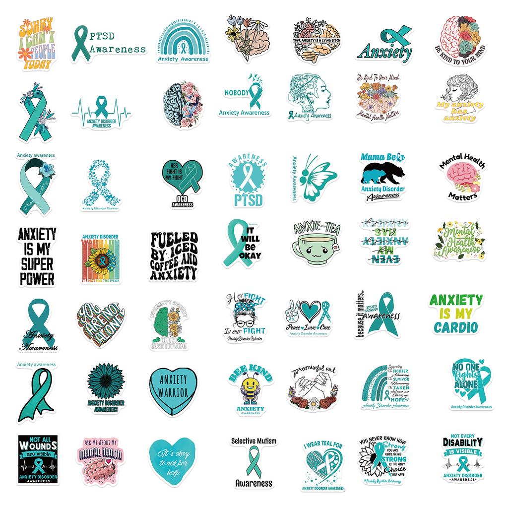 50 Anxiety Awareness Anxiety Graffiti Stickers Decorate Guitar Laptop Suitcase DIY Waterproof