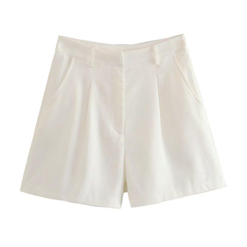 

Женский модный стиль Осень Смесовый Слим Жилет Лен White Pants S