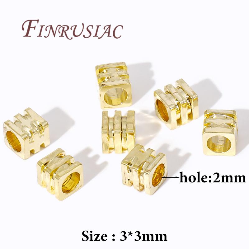3X3MM Square Spacer Beads 18K Gold Plated Brass Cube Beads DIY Beading Jewelry Accessories,Spacer Separator Bead Wholesale