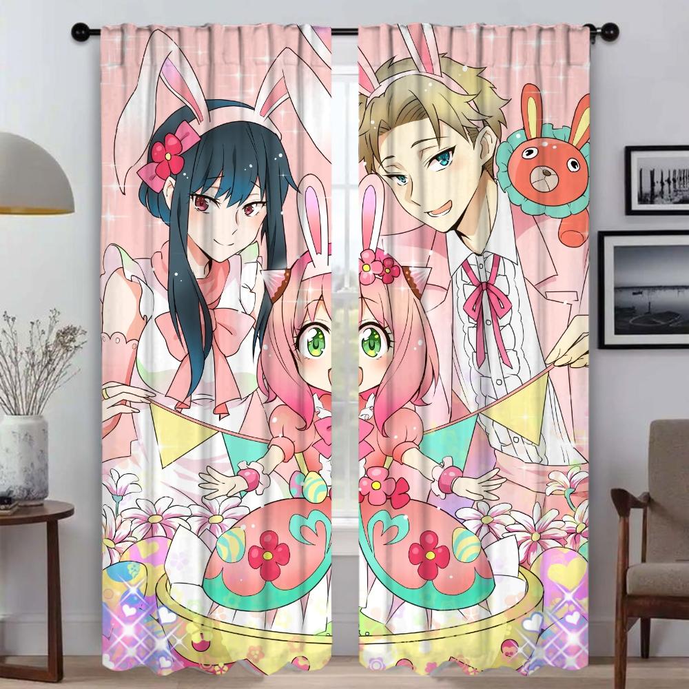 

Элегантные шторы для гостиной Spy X Family Хэллоуинская декорация Тюль для спальни Шторы блэкаут Жалюзи Перегородка Дом W50xH70cmx2pcs-CL