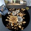 Golden Roses and Butterflies Round Area Rug,Carpet Rug for Living Room Bedroom Sofa Playroom Decor,Non-slip Floor Mat