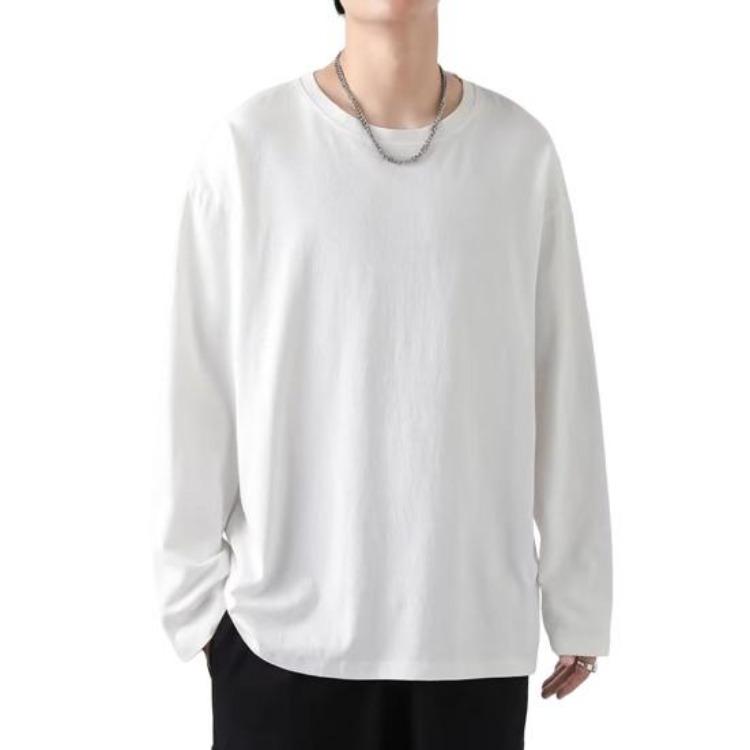 T-shirt da uomo morbida traspirante vestibilità comoda pullover maglietta girocollo manica lunga tinta unita per casa palestra abbigliamento da strada top