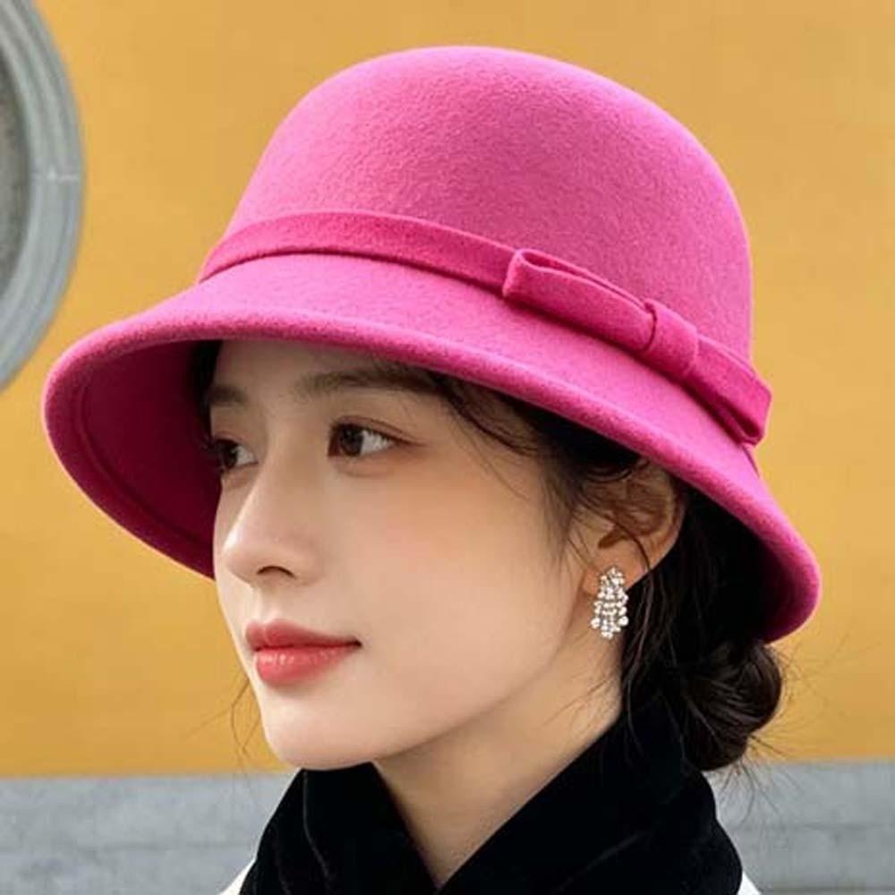 Koreanischer Stil Retro Glockenhut Warmer Fleece Elegante Schirmmütze Vintage Fedora Kappe Fotoshooting