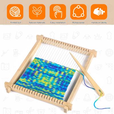 Webrahmen-Set Holzwebrahmen-Set mit Nadel mit großem Öhr Handstrick-Webrahmen Mehrfachhandwerk-Webrahmen für Kinder Anfänger