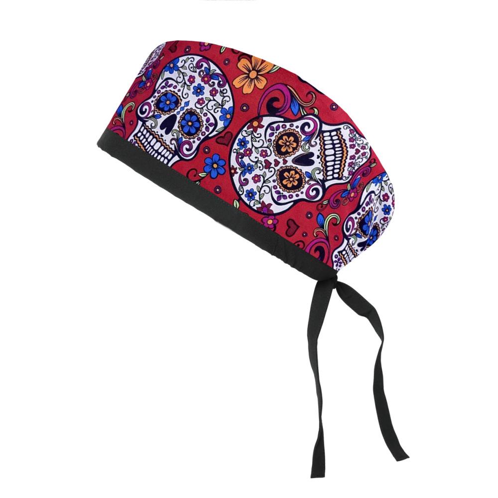 Adjustable Cotton Surgical Cap with Cartoon Print for Women and Men