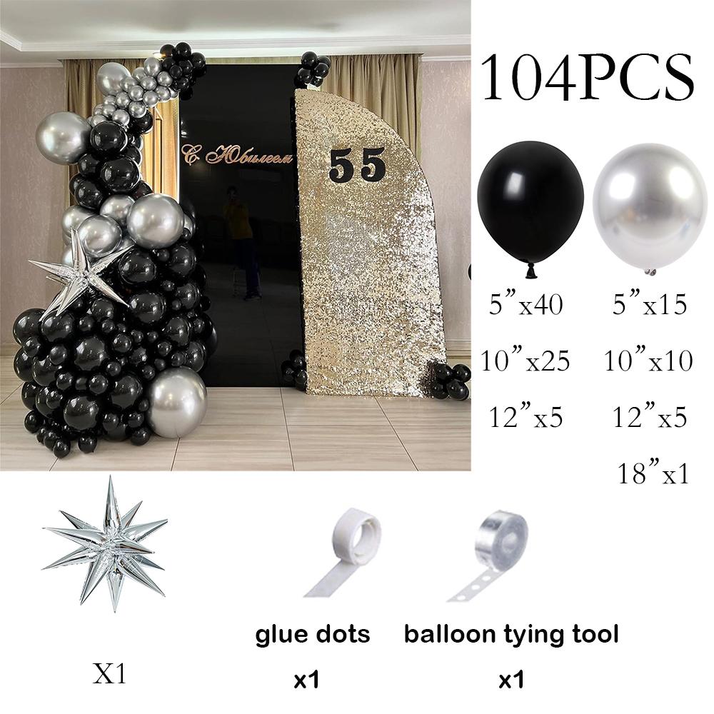 

Silver Explosion Star Foil Ballon Black Silver Balloons Garland Arch Kit Graduation Birthday Party Baby Shower Decoration Globos AS Picture