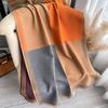 Fashion Korean-Style Colorblocked Faux Cashmere Scarf For Women Air Conditioner Shawl Elegant Thickened Cold-Proof Wrap For Autu
