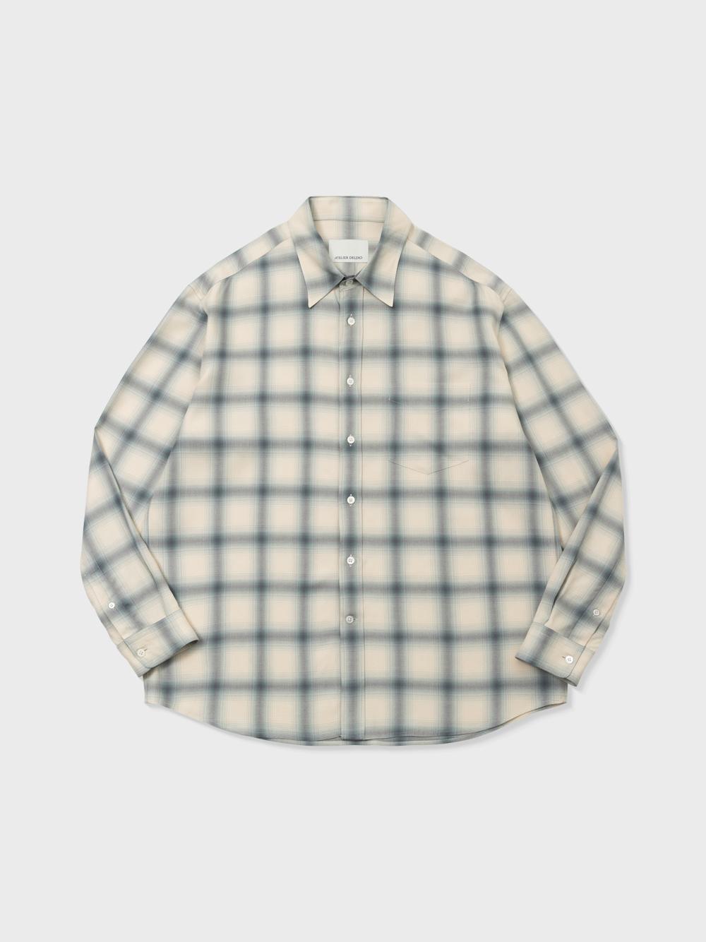 Atelier Deldio Rayon Ombre Check Comfort Shirt (Mist) M