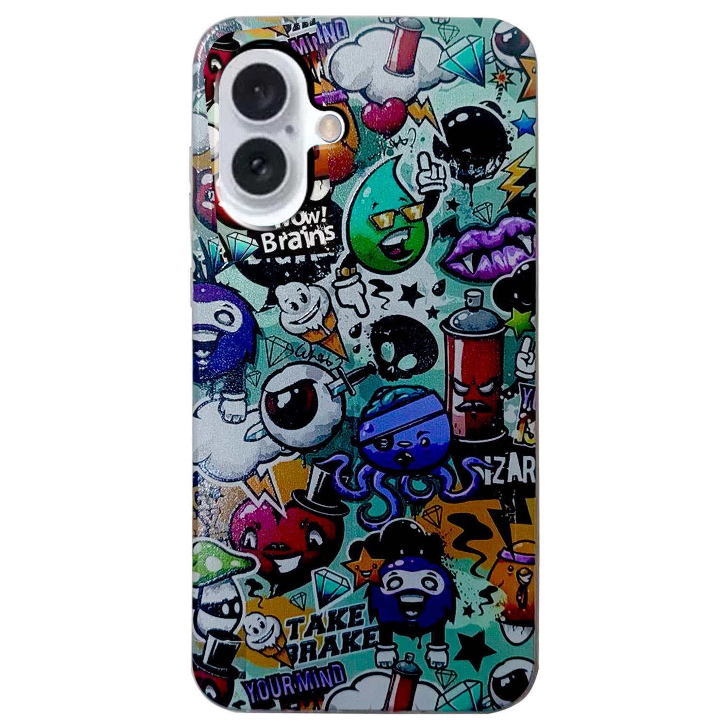 

For iPhone 16 Plus Case Pattern Printing Anti-Scratch TPU Soft Phone Cover Garbage