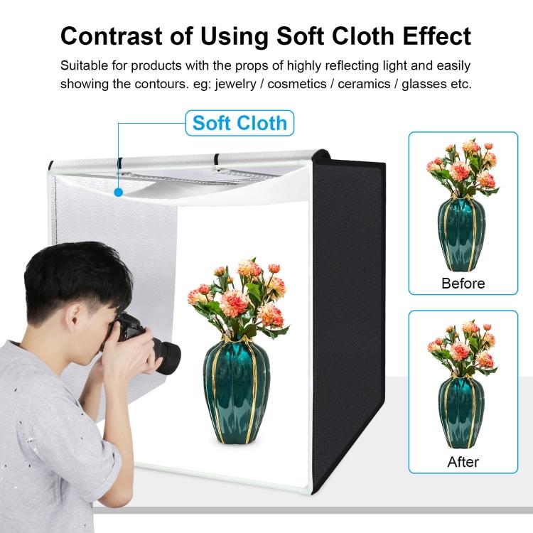 PULUZ 80cm składany przenośny 80W 9050LM białe światło oświetlenie studyjne namiot do zdjęć z 3 kolorami tła