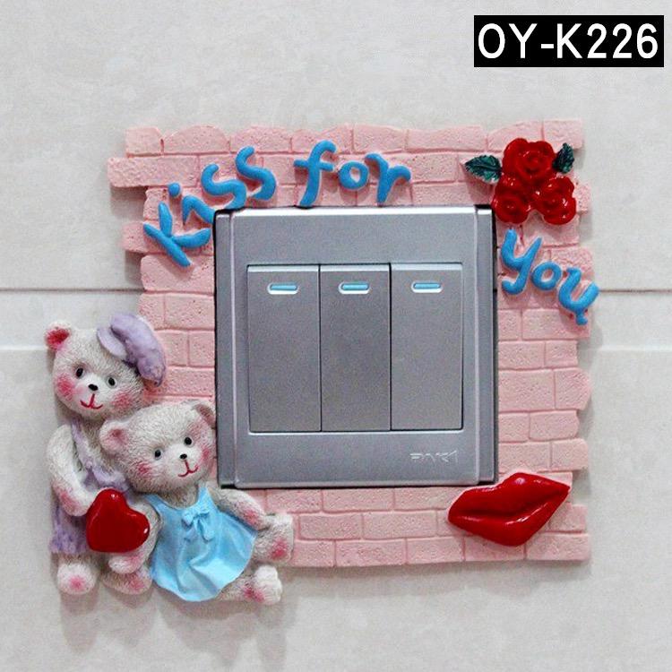 Creative Resin 3D Switch Stickers Living Room and Bedroom Wall Cartoon Switch Wall Stickers Decoration Protector Cover DIY