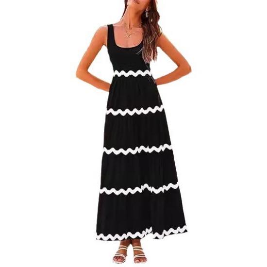 

GMXIA Летнее длинное платье без рукавов с U-образным вырезом, многослойное, струящееся, для пляжной вечеринки XXXXXL