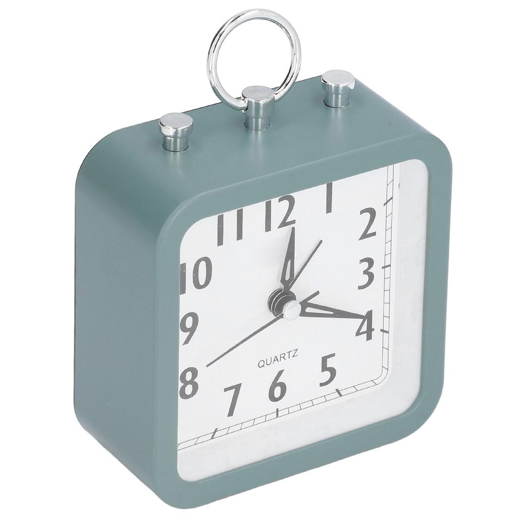 Battery Alarm Clock Green Simple Style Adorable Look Silent Operation Nonradiative Desk Clock for Home School Office