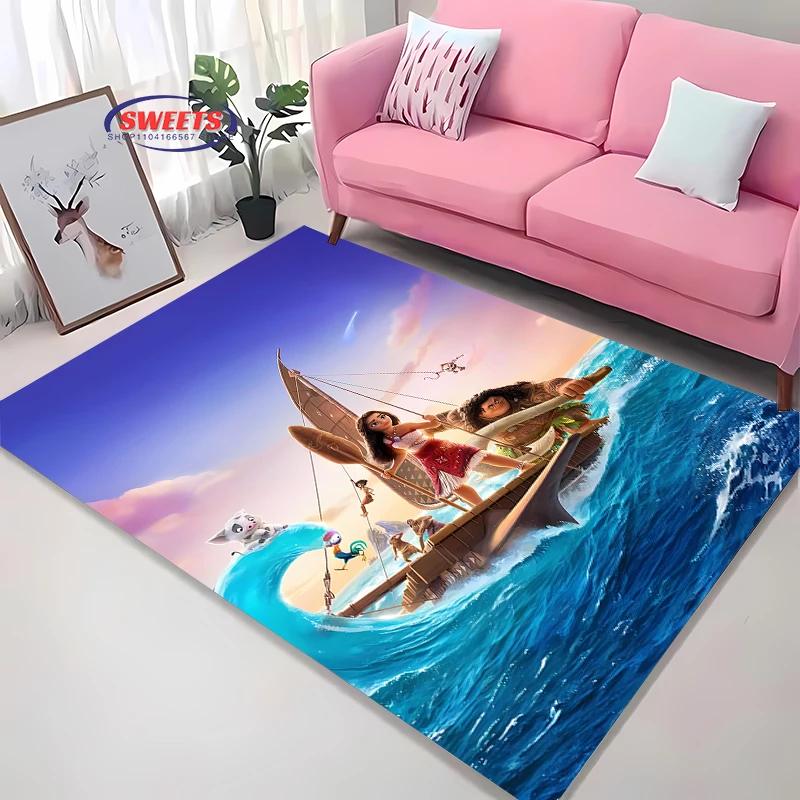 Disney Moana Cartoon Carpet New Release! Bedroom Living Room Bed Mat, Non-slip Exquisite Home Decor, Durable Washable Rug