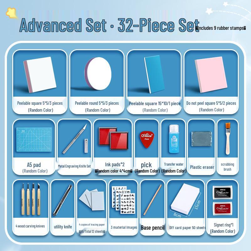 Beginner DIY Rubber Stamp Carving Kit - Water Transfer Art & Printmaking Materials