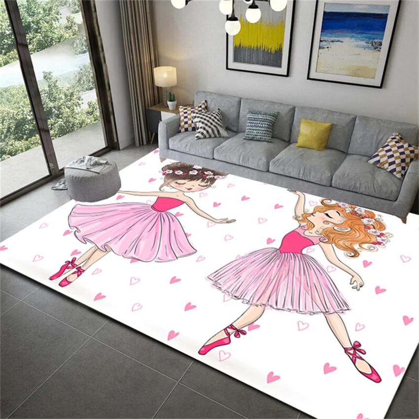 Cartoon Ballet Girl Carpet for Kids Room Kawaii Children's Room Carpets for Baby Girl Nordic Soft Bedroom Rug Floor Mats To Play