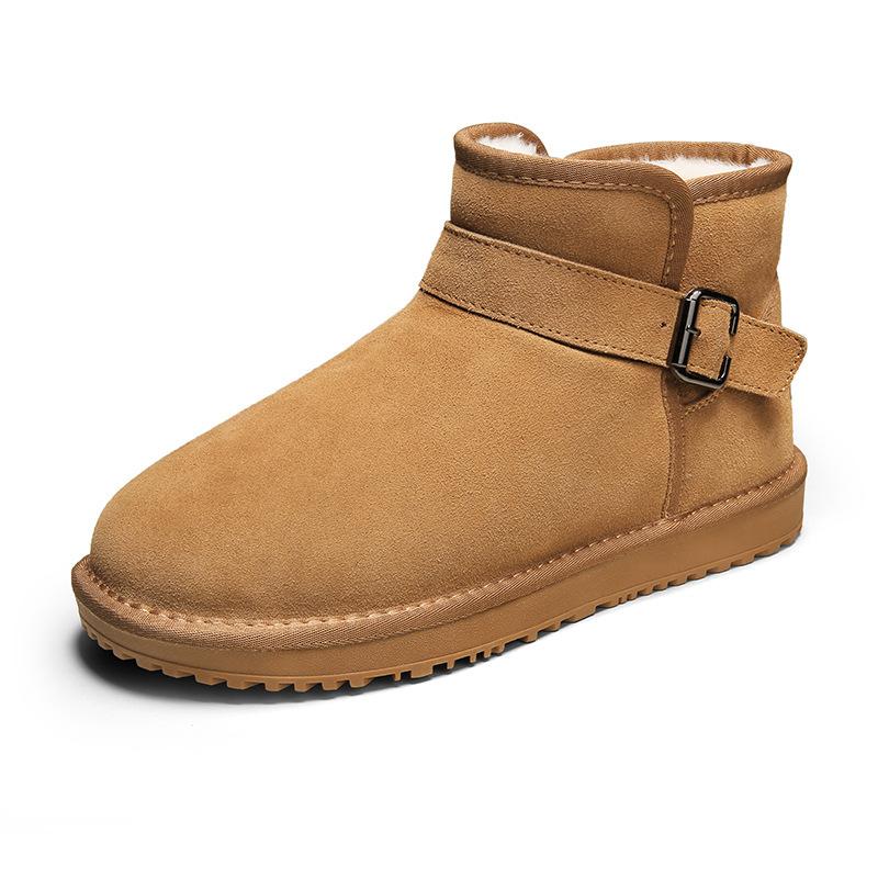 

Snow boots men s new winter velvet thickened outdoor flat-bottomed warm medium tube bread cotton shoes non-slip short boots men s shoes 44