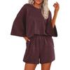Women's Casual Sportswear Set Loose Fit Short Sleeve Top and Shorts Lounge Wear