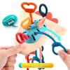 Non-Toxic Development Baby Rattle Teether Toys Montessori Silicone Pull String Games Baby Toys 1 Year Teething Toys For Babies 6 12 Months