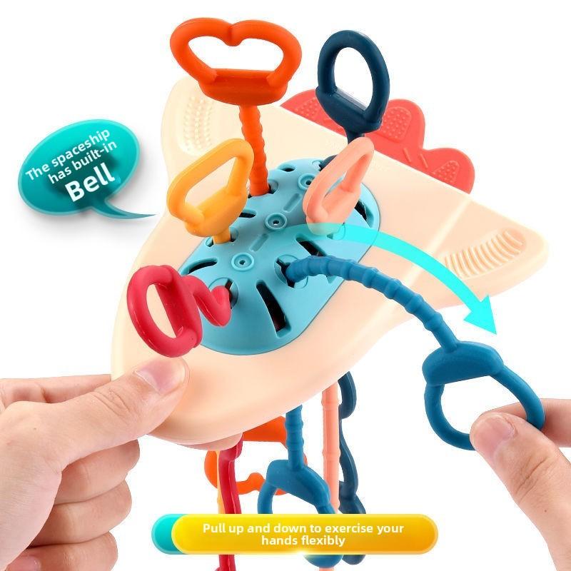 Non-Toxic Development Baby Rattle Teether Toys Montessori Silicone Pull String Games Baby Toys 1 Year Teething Toys For Babies 6 12 Months